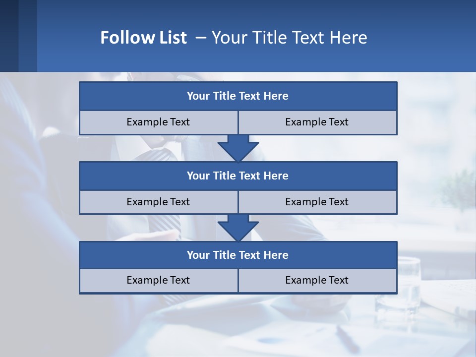 Two Men In Business Suits Sitting At A Table Looking At A Cell Phone PowerPoint Template