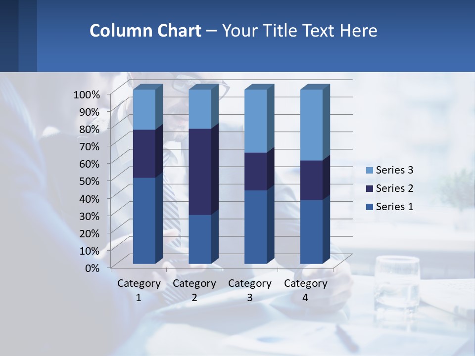 Two Men In Business Suits Sitting At A Table Looking At A Cell Phone PowerPoint Template