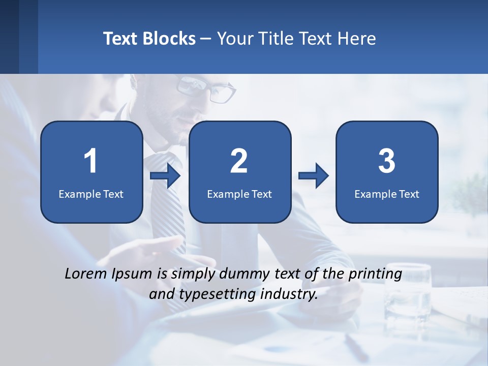 Two Men In Business Suits Sitting At A Table Looking At A Cell Phone PowerPoint Template
