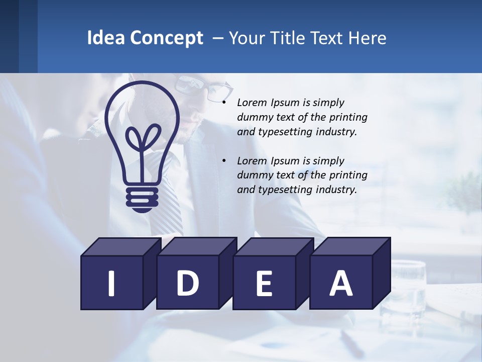 Two Men In Business Suits Sitting At A Table Looking At A Cell Phone PowerPoint Template