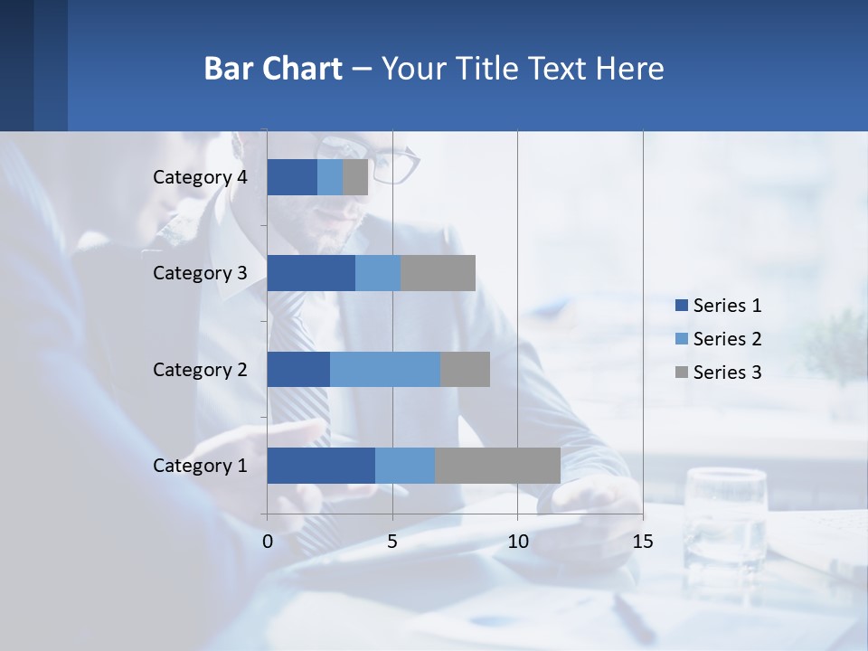 Two Men In Business Suits Sitting At A Table Looking At A Cell Phone PowerPoint Template