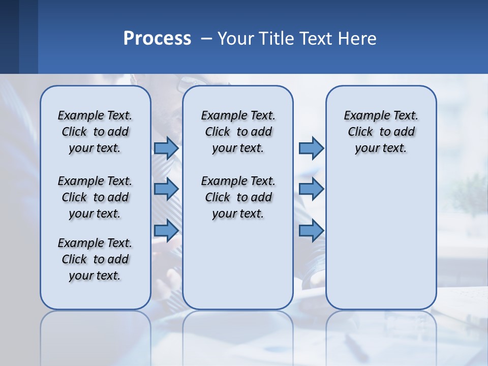 Two Men In Business Suits Sitting At A Table Looking At A Cell Phone PowerPoint Template