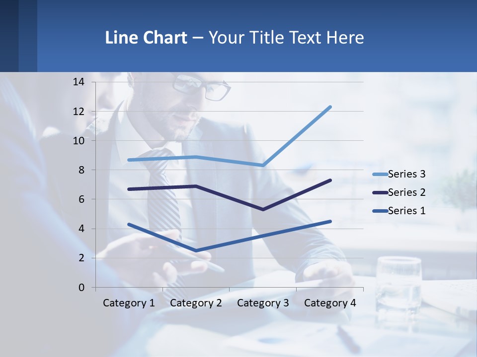 Two Men In Business Suits Sitting At A Table Looking At A Cell Phone PowerPoint Template