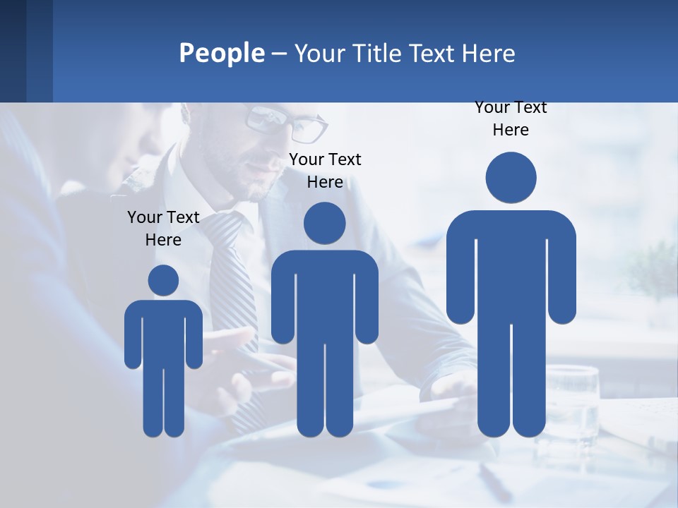 Two Men In Business Suits Sitting At A Table Looking At A Cell Phone PowerPoint Template