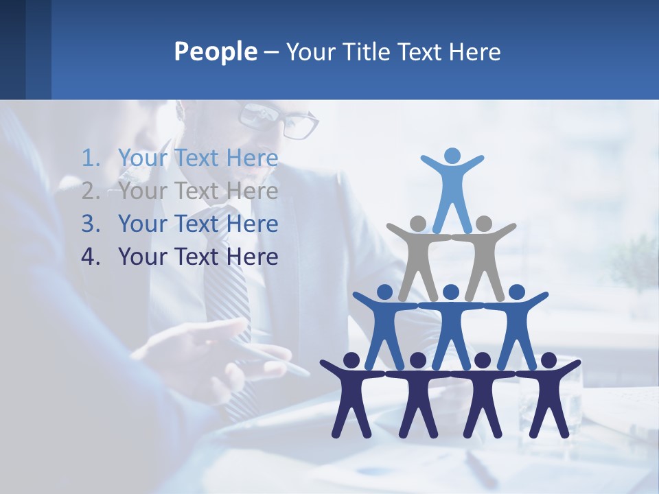 Two Men In Business Suits Sitting At A Table Looking At A Cell Phone PowerPoint Template