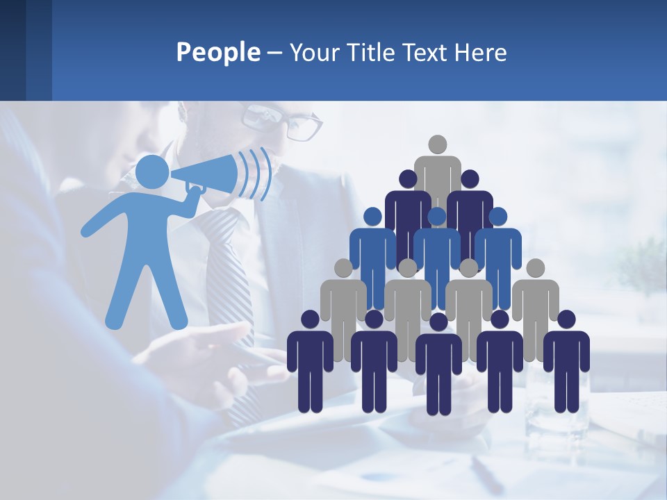 Two Men In Business Suits Sitting At A Table Looking At A Cell Phone PowerPoint Template