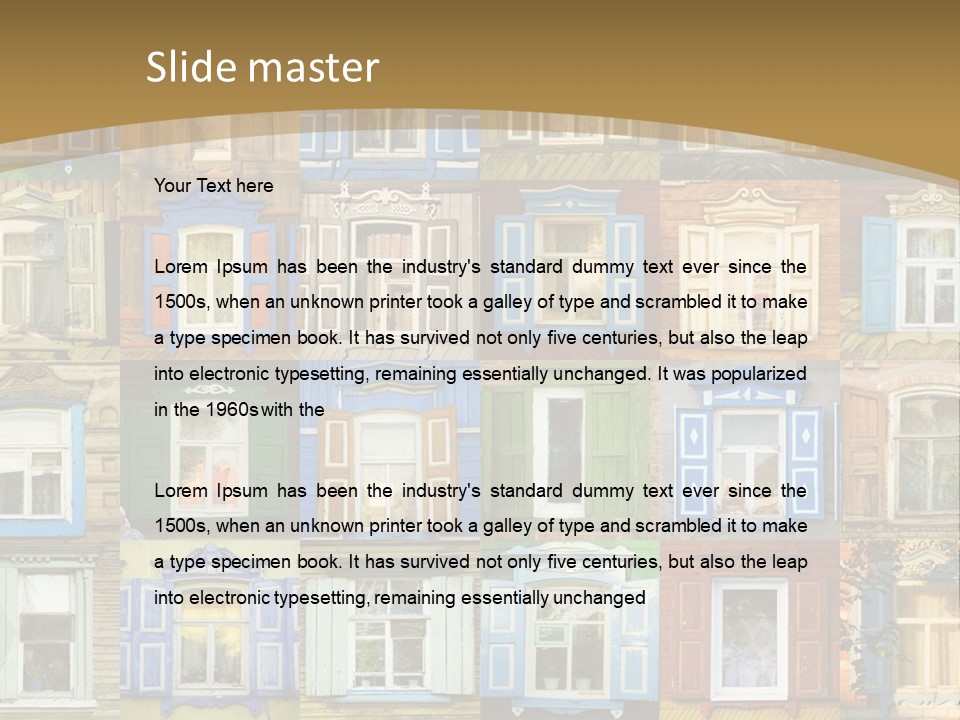 A Large Group Of Windows With Shutters On Them PowerPoint Template