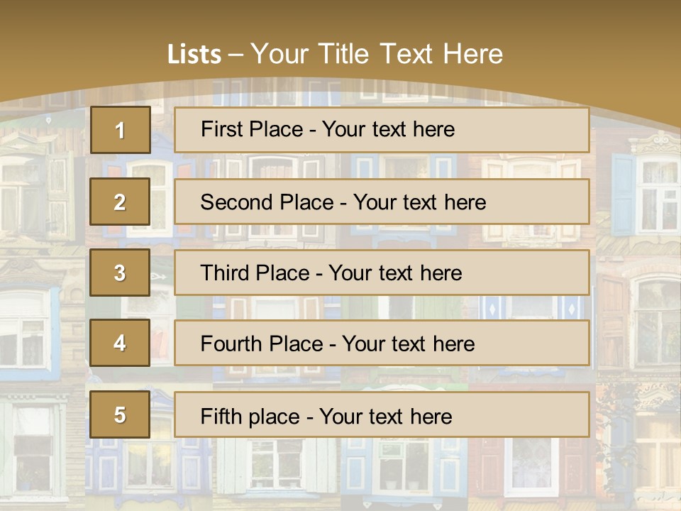 A Large Group Of Windows With Shutters On Them PowerPoint Template