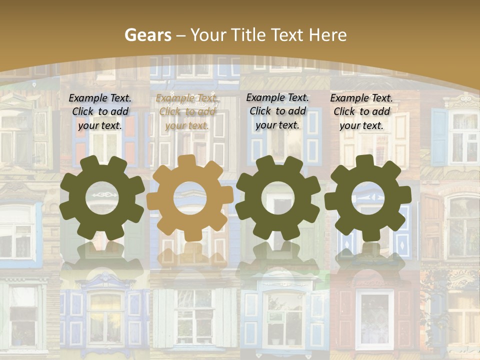 A Large Group Of Windows With Shutters On Them PowerPoint Template