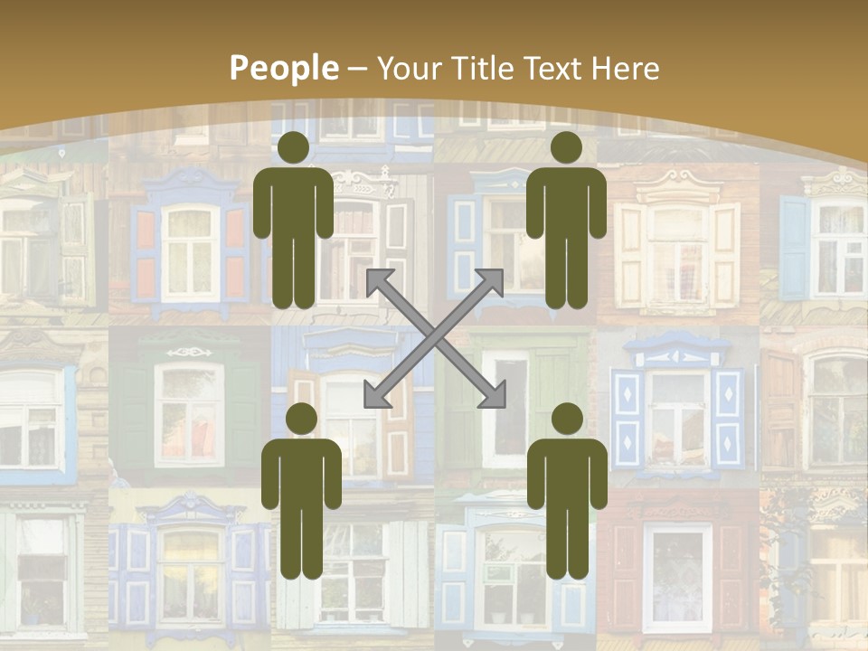 A Large Group Of Windows With Shutters On Them PowerPoint Template