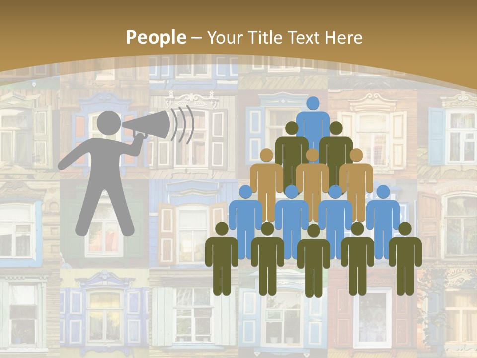 A Large Group Of Windows With Shutters On Them PowerPoint Template