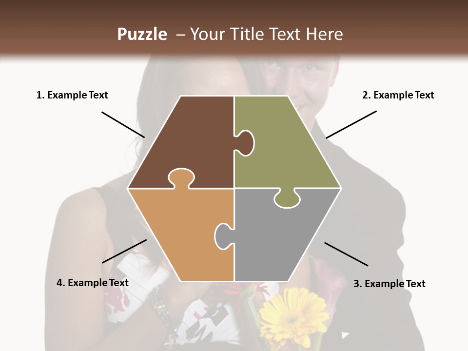 A Man And A Woman Holding A Bouquet Of Flowers PowerPoint Template