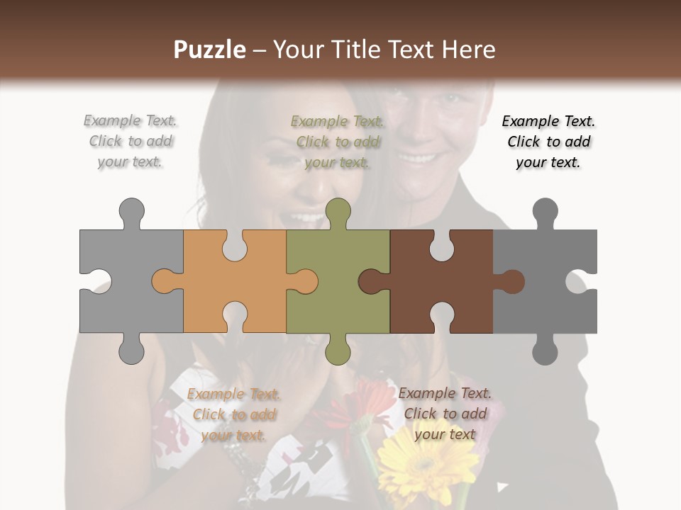 A Man And A Woman Holding A Bouquet Of Flowers PowerPoint Template