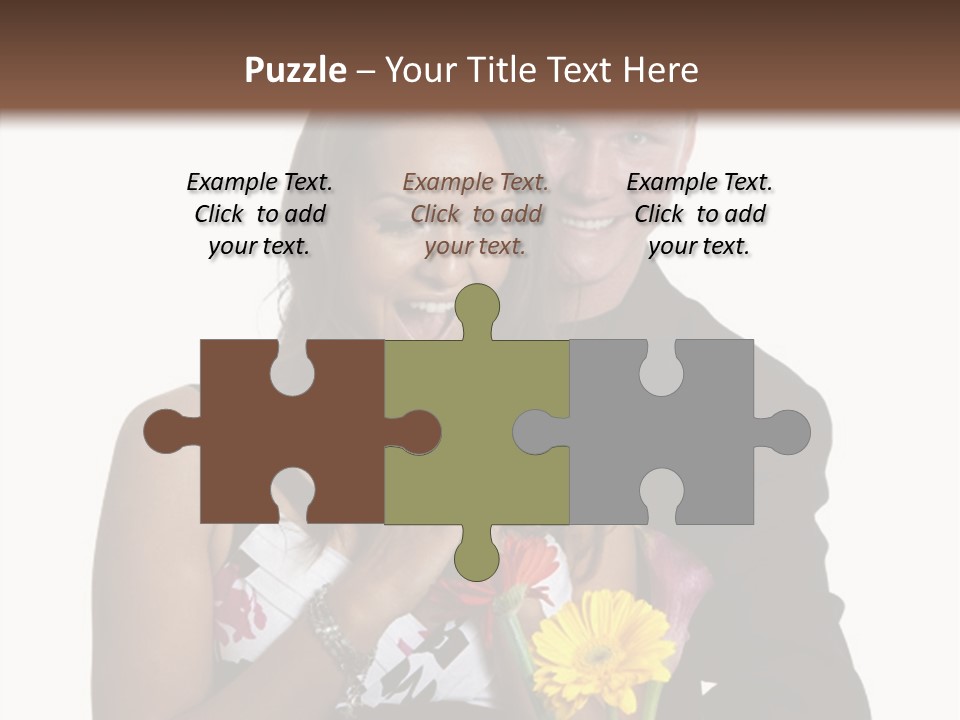 A Man And A Woman Holding A Bouquet Of Flowers PowerPoint Template