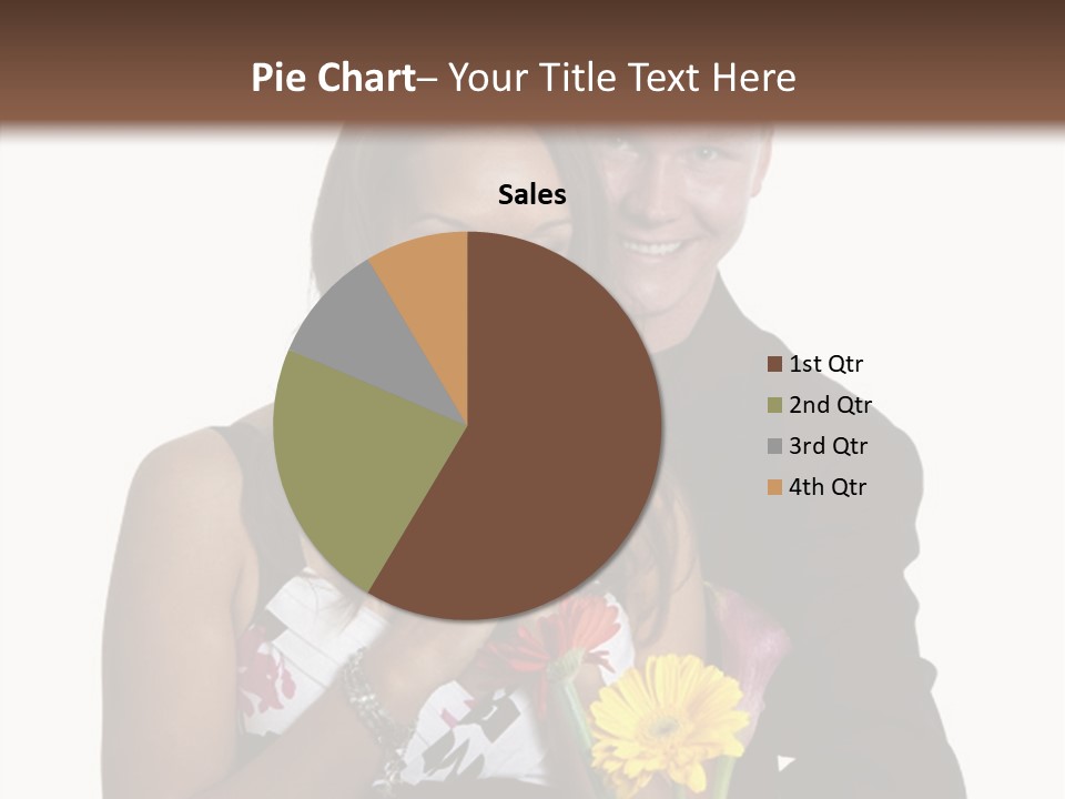 A Man And A Woman Holding A Bouquet Of Flowers PowerPoint Template