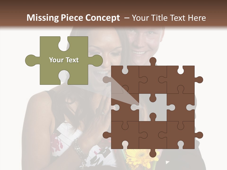 A Man And A Woman Holding A Bouquet Of Flowers PowerPoint Template