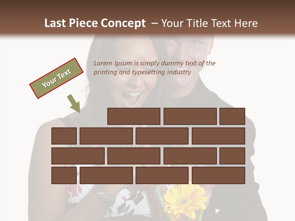 A Man And A Woman Holding A Bouquet Of Flowers PowerPoint Template