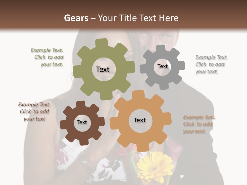 A Man And A Woman Holding A Bouquet Of Flowers PowerPoint Template