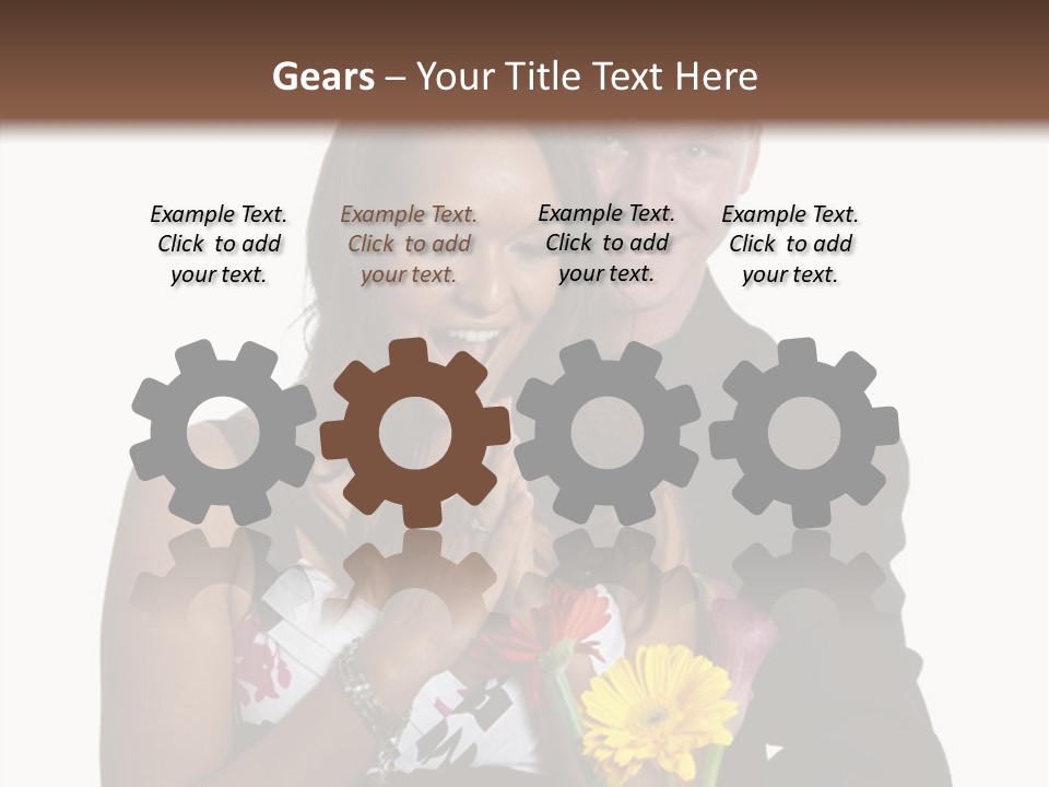 A Man And A Woman Holding A Bouquet Of Flowers PowerPoint Template