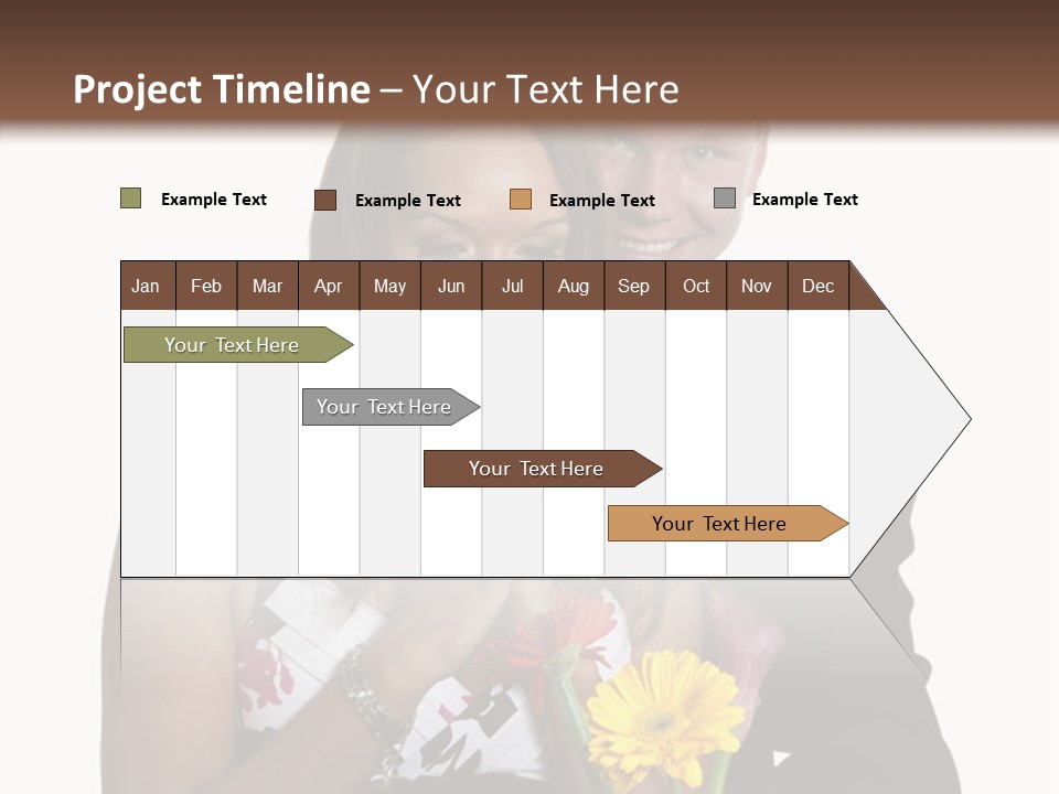 A Man And A Woman Holding A Bouquet Of Flowers PowerPoint Template