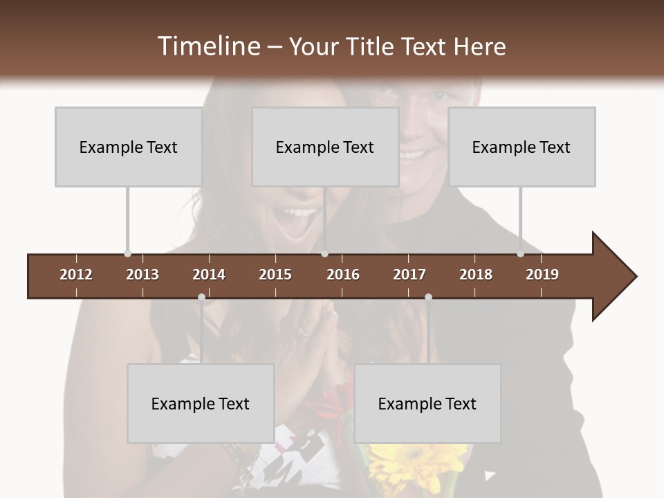 A Man And A Woman Holding A Bouquet Of Flowers PowerPoint Template