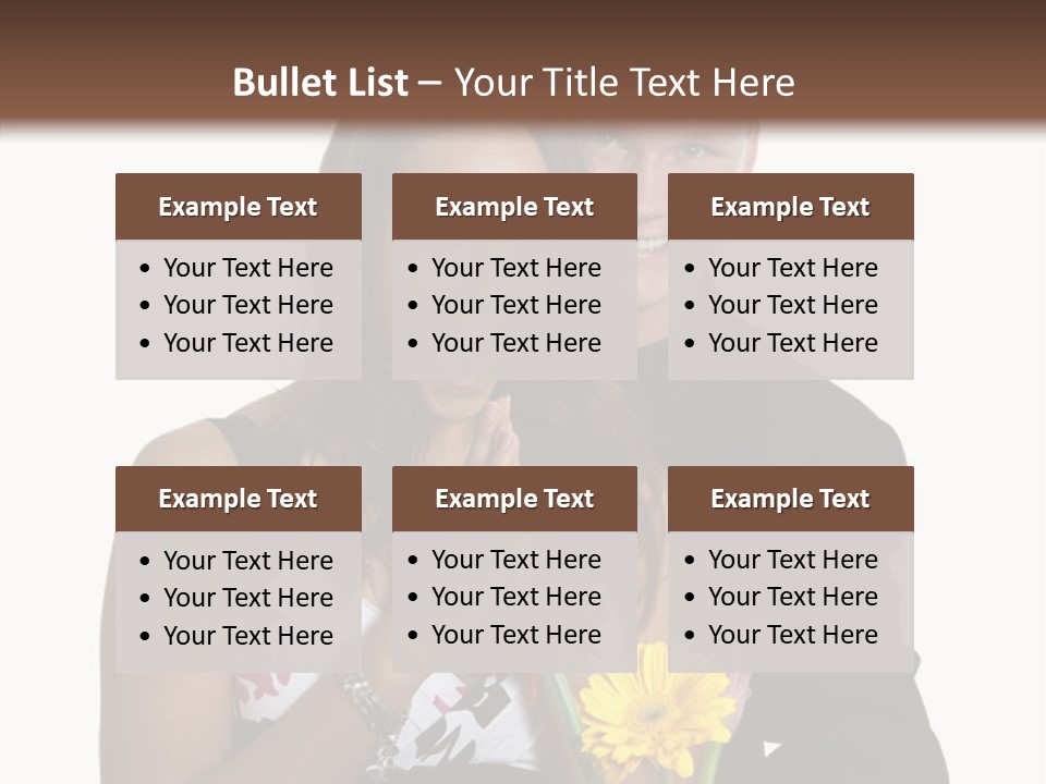 A Man And A Woman Holding A Bouquet Of Flowers PowerPoint Template