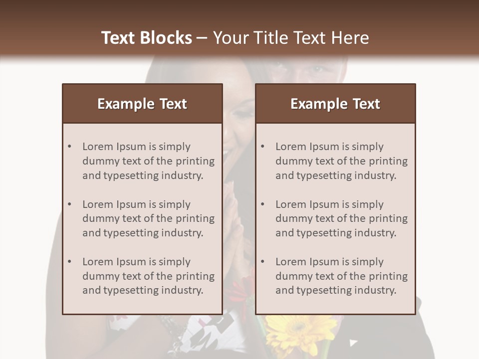 A Man And A Woman Holding A Bouquet Of Flowers PowerPoint Template