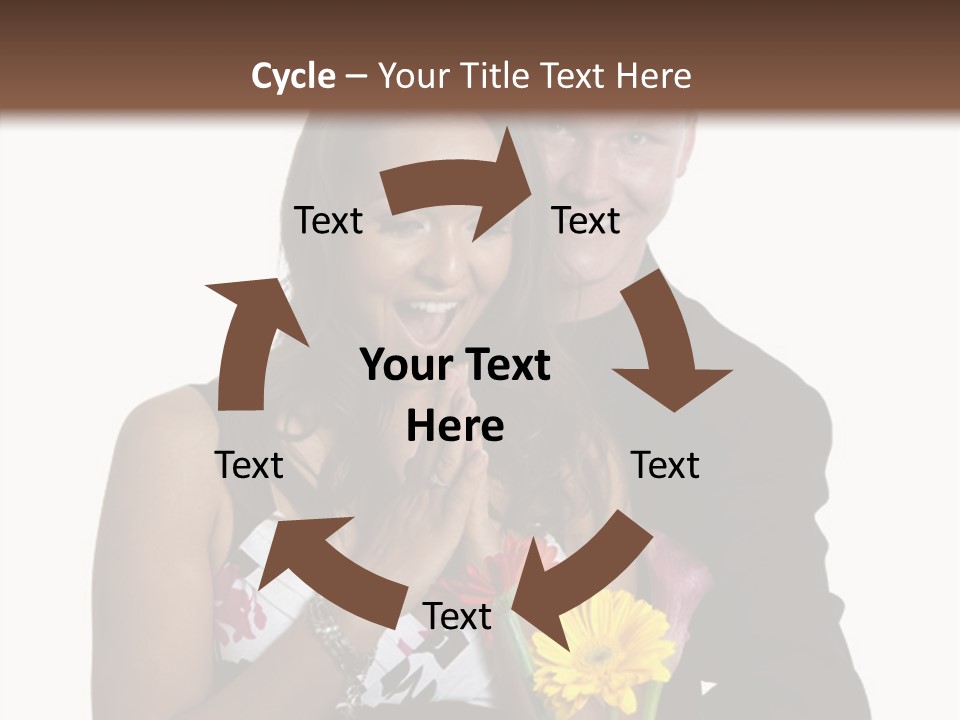 A Man And A Woman Holding A Bouquet Of Flowers PowerPoint Template