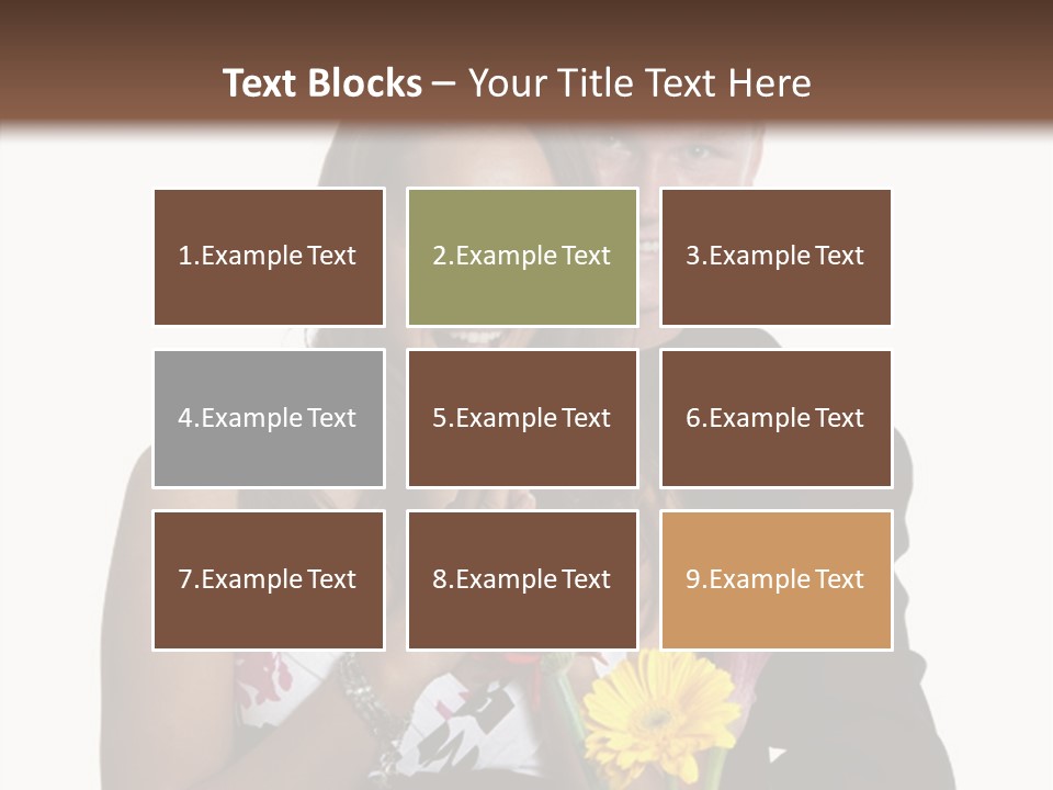 A Man And A Woman Holding A Bouquet Of Flowers PowerPoint Template