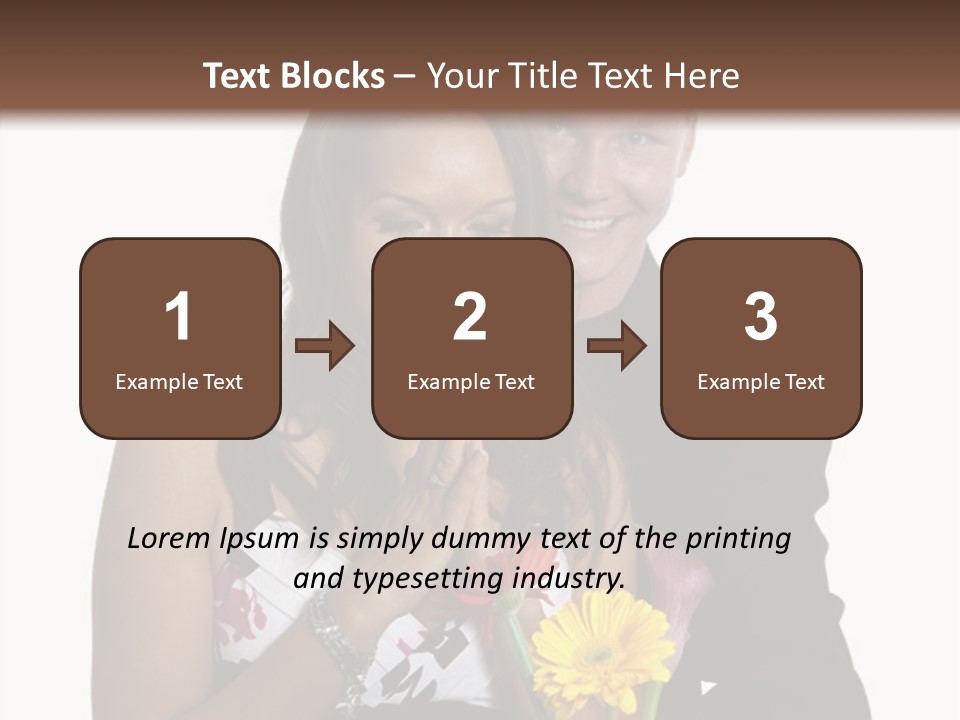 A Man And A Woman Holding A Bouquet Of Flowers PowerPoint Template