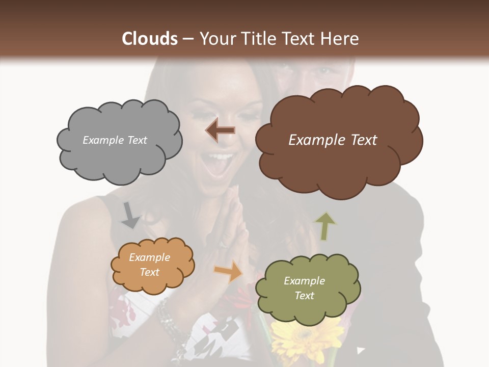 A Man And A Woman Holding A Bouquet Of Flowers PowerPoint Template