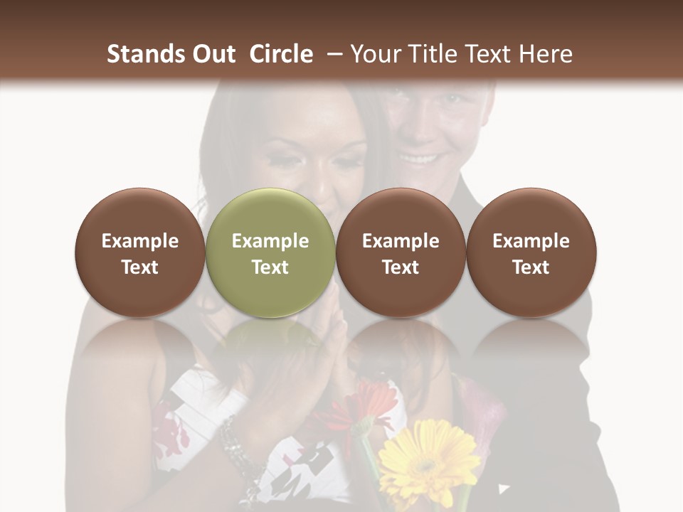 A Man And A Woman Holding A Bouquet Of Flowers PowerPoint Template