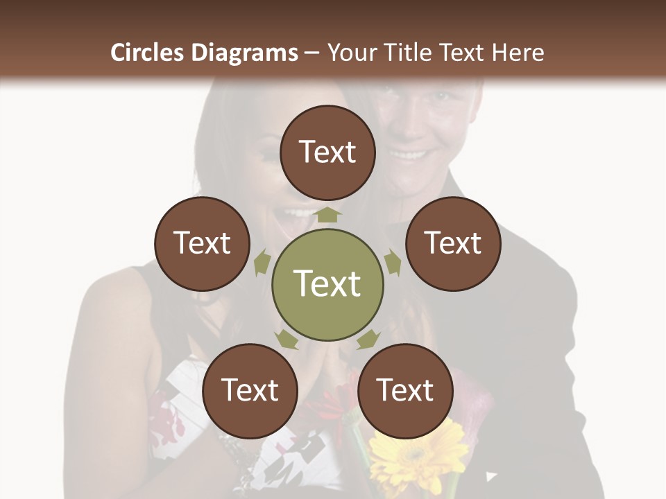 A Man And A Woman Holding A Bouquet Of Flowers PowerPoint Template