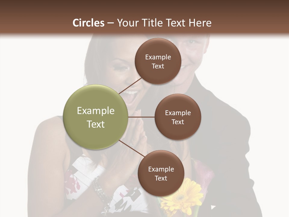 A Man And A Woman Holding A Bouquet Of Flowers PowerPoint Template