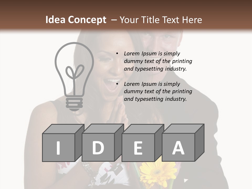 A Man And A Woman Holding A Bouquet Of Flowers PowerPoint Template