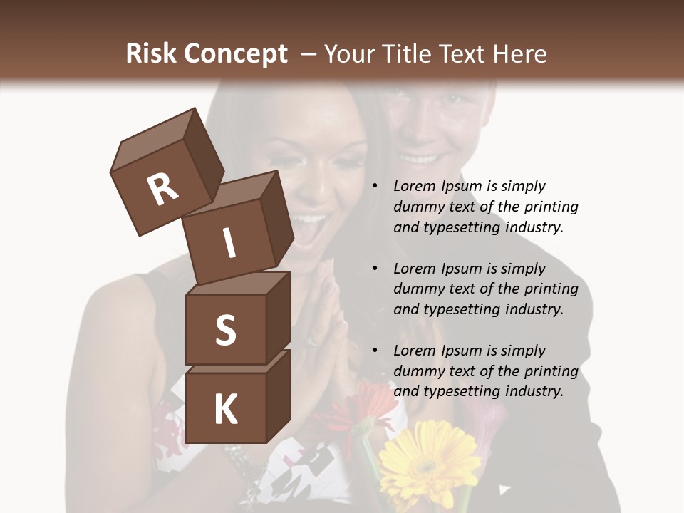 A Man And A Woman Holding A Bouquet Of Flowers PowerPoint Template