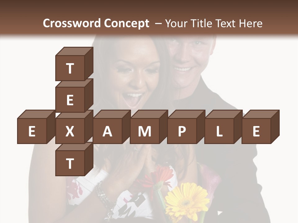 A Man And A Woman Holding A Bouquet Of Flowers PowerPoint Template