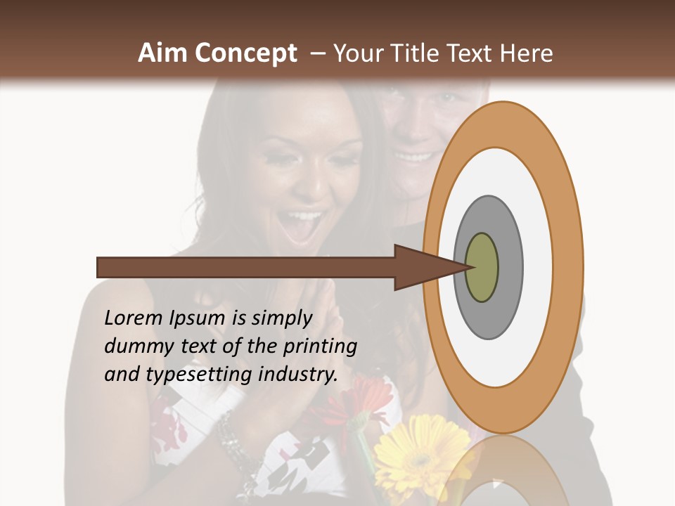 A Man And A Woman Holding A Bouquet Of Flowers PowerPoint Template