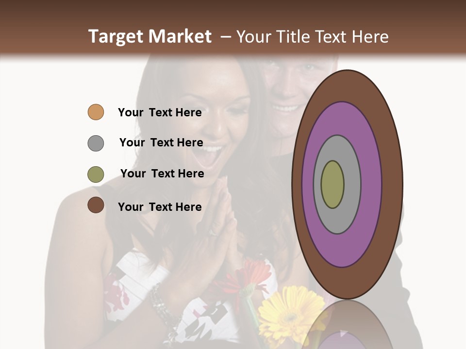 A Man And A Woman Holding A Bouquet Of Flowers PowerPoint Template