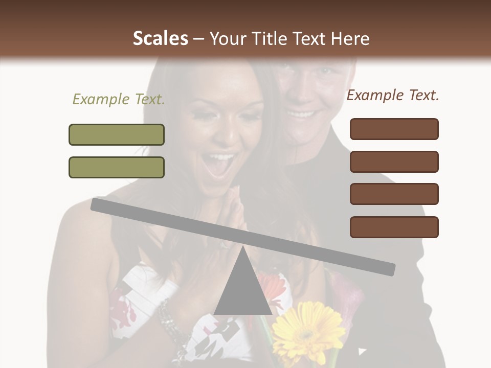 A Man And A Woman Holding A Bouquet Of Flowers PowerPoint Template