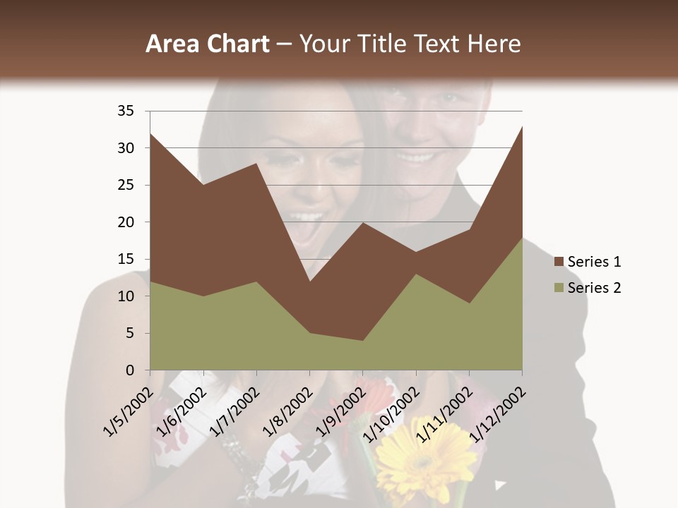 A Man And A Woman Holding A Bouquet Of Flowers PowerPoint Template