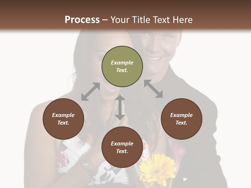 A Man And A Woman Holding A Bouquet Of Flowers PowerPoint Template