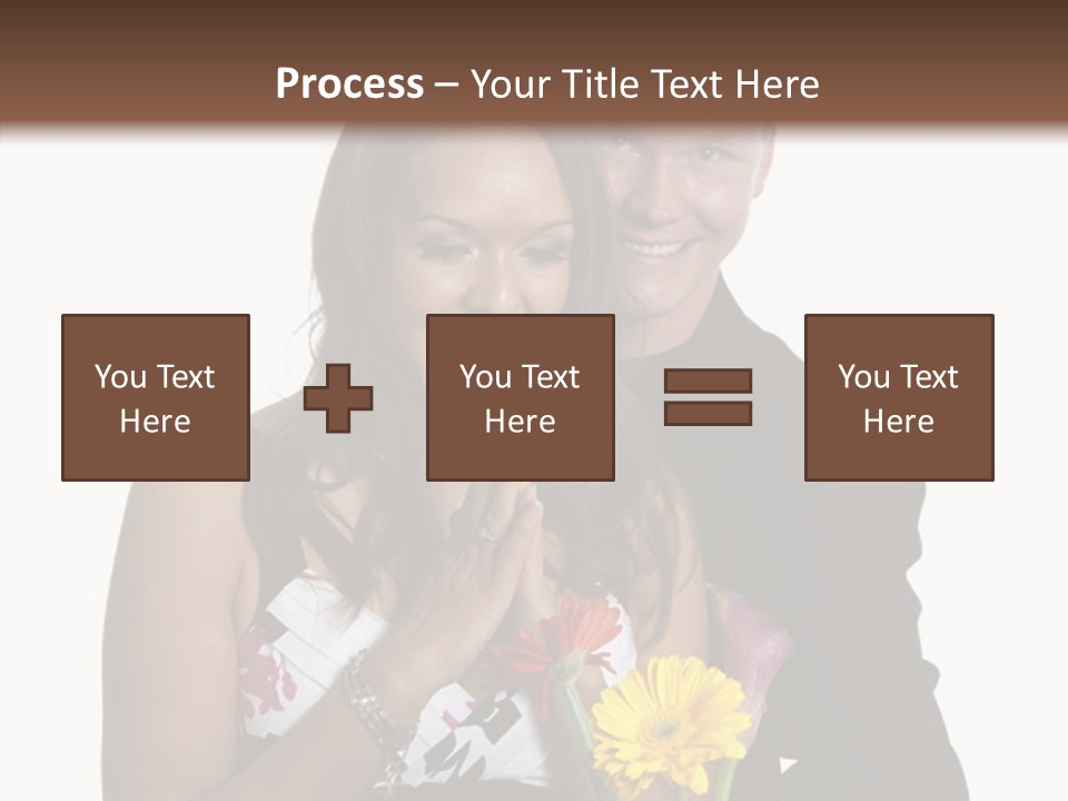 A Man And A Woman Holding A Bouquet Of Flowers PowerPoint Template