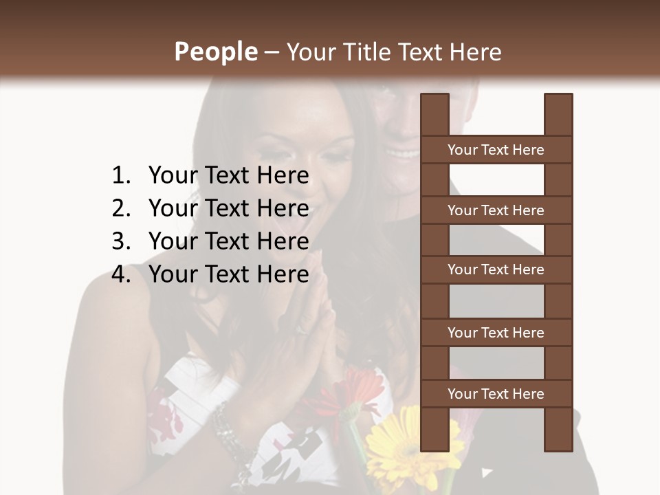 A Man And A Woman Holding A Bouquet Of Flowers PowerPoint Template