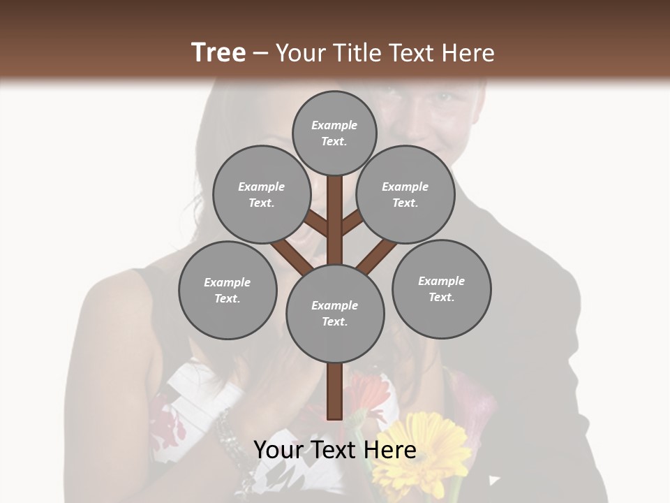 A Man And A Woman Holding A Bouquet Of Flowers PowerPoint Template