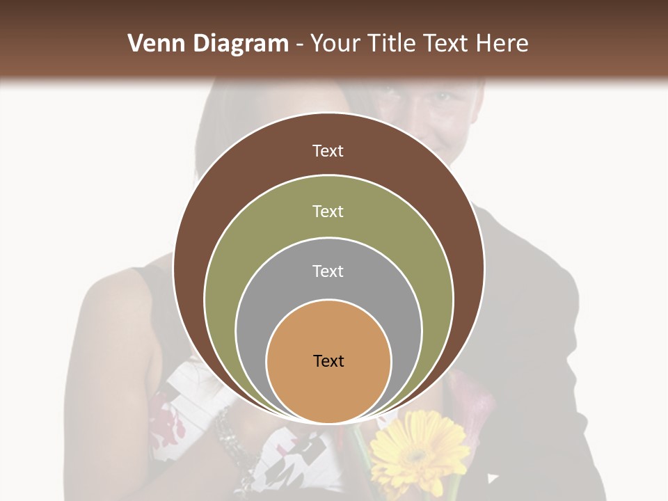 A Man And A Woman Holding A Bouquet Of Flowers PowerPoint Template