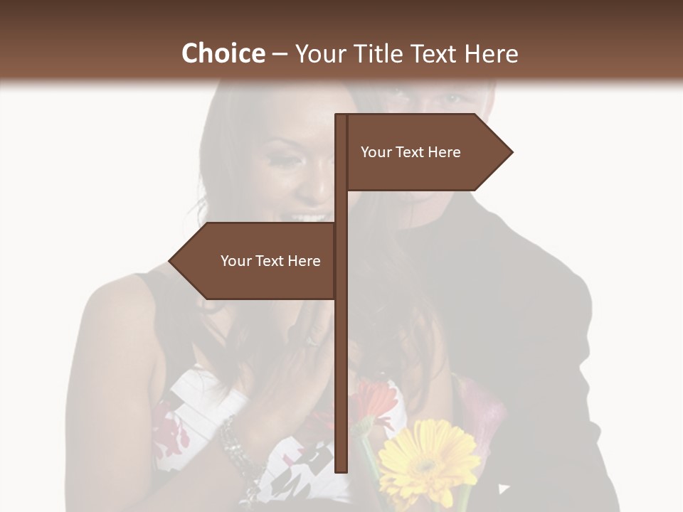 A Man And A Woman Holding A Bouquet Of Flowers PowerPoint Template