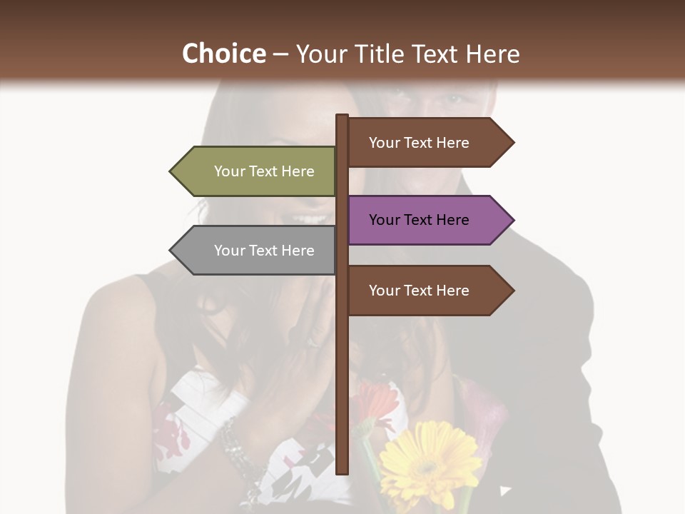 A Man And A Woman Holding A Bouquet Of Flowers PowerPoint Template