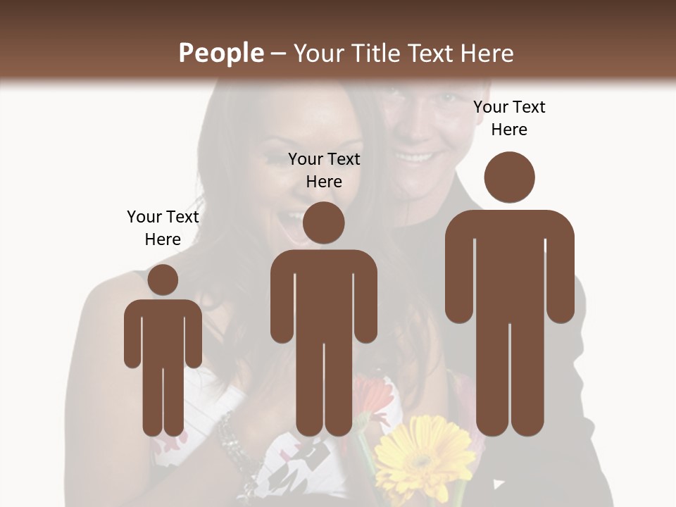 A Man And A Woman Holding A Bouquet Of Flowers PowerPoint Template