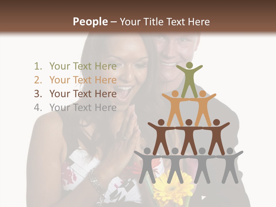 A Man And A Woman Holding A Bouquet Of Flowers PowerPoint Template